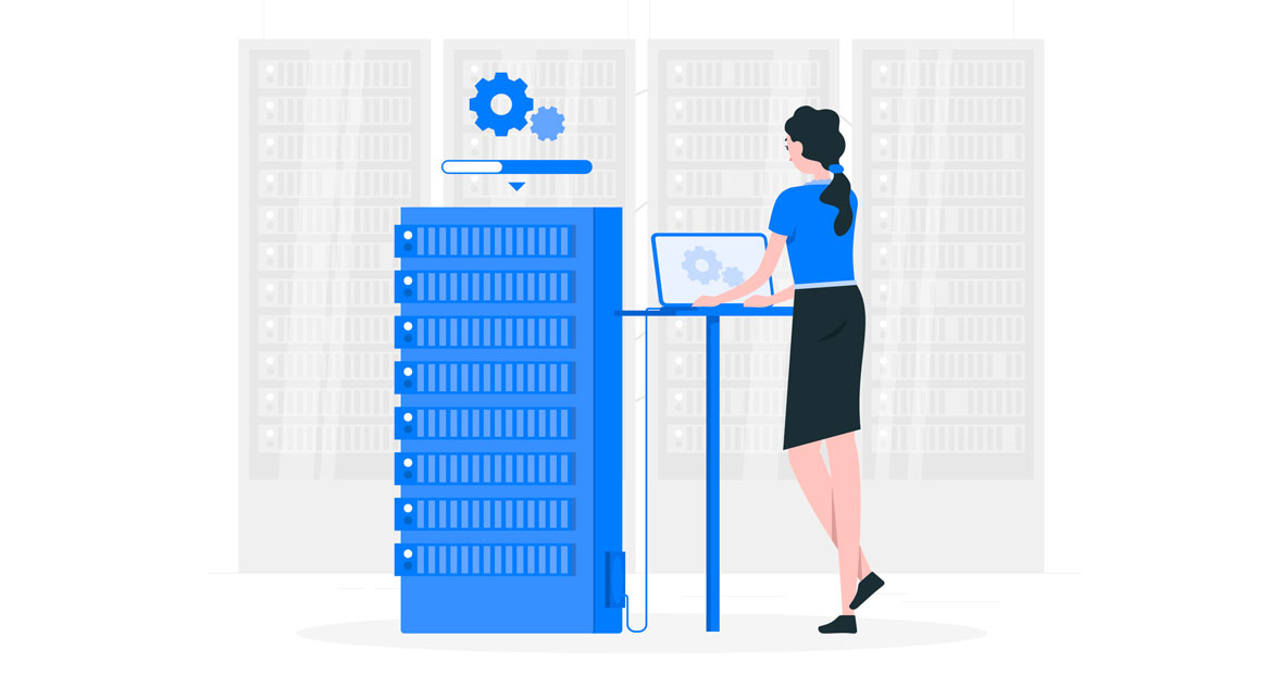 Illustration d'une professionnelle de la data science utilisant Power BI pour l'analyse de données dans un centre de données moderne