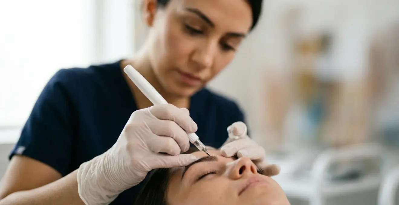 Professionnelle esthéticienne pratiquant technique avancée sur modèle dans environnement de formation