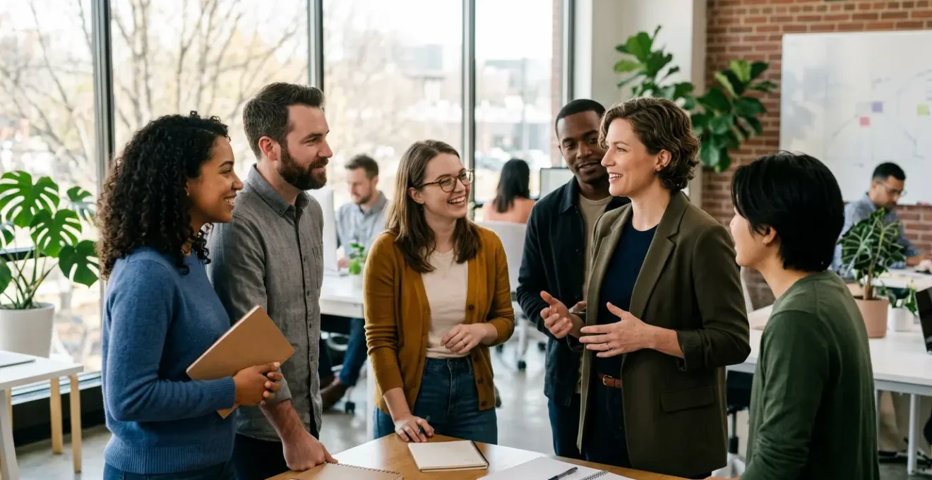 Leader inspirant guidant une équipe commerciale vers la performance collective