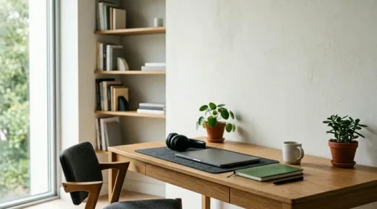 Environnement de formation en ligne moderne avec espace de travail minimaliste et technologie d'apprentissage autonome